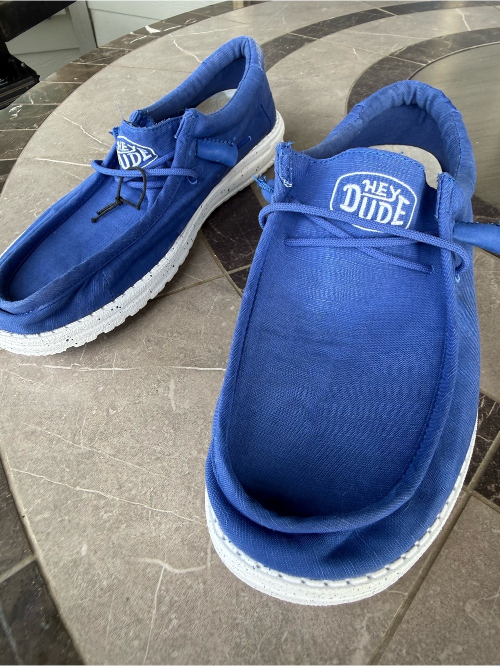 Hey Dude Royal Blue Canvas Slip-Ons with White Speckled Sole - Picture 2 of 6